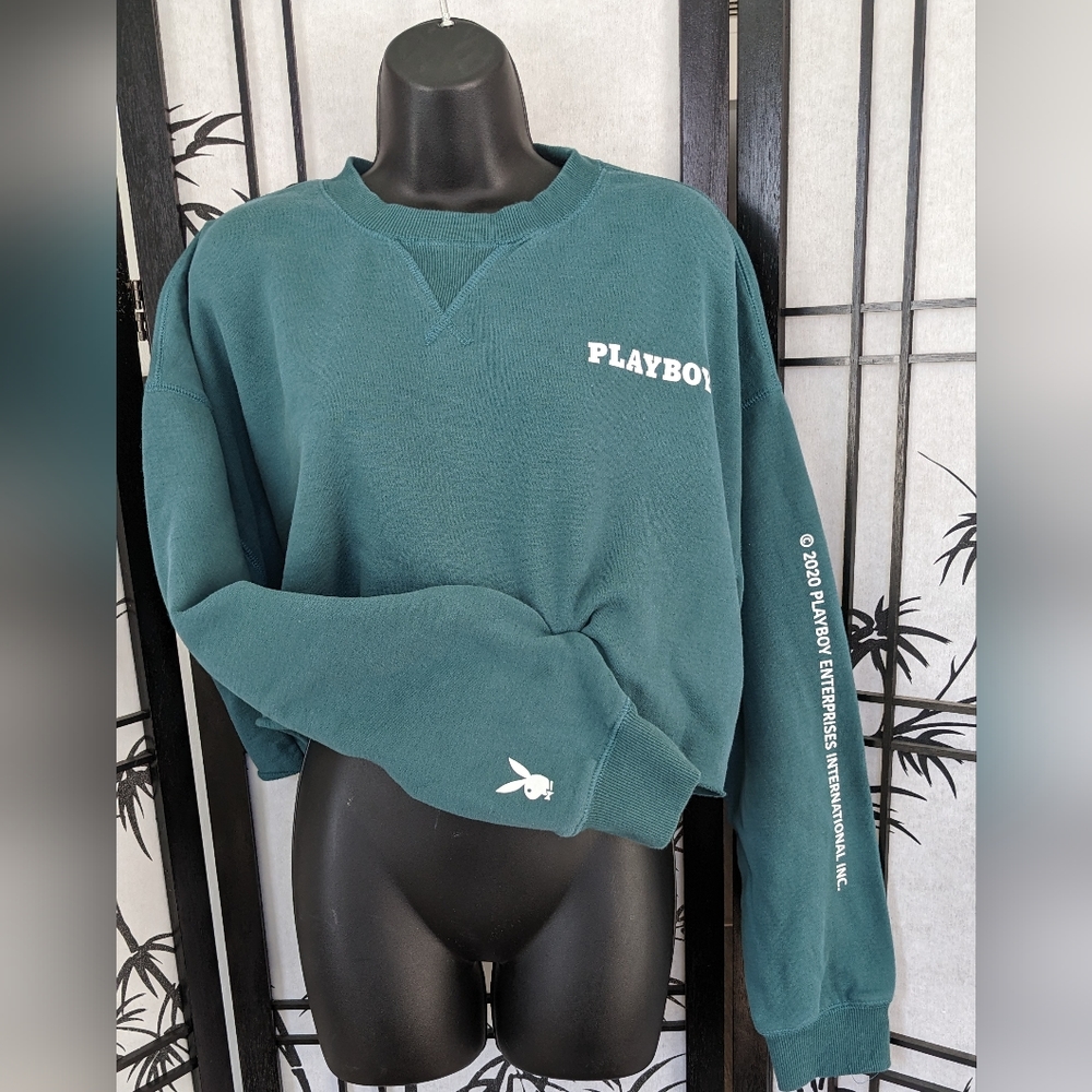 Over-Sized Playboy Cropped Sweatshirt